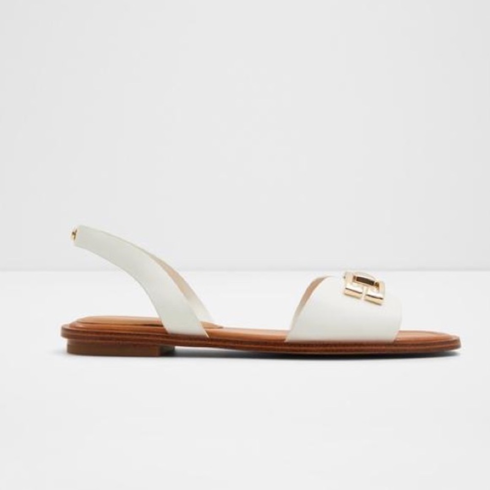 Aldo Agreinwan White Flat Sandals- size 6
